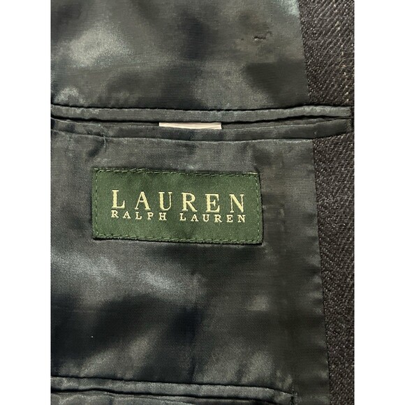 RALPH LAUREN GRAY WINDOWPANE WOOL BLAZER SUEDE ELBOW PATCHES MEN 44R - Picture 7 of 8